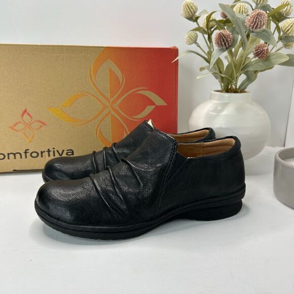Comfortiva Florian Slip On Leather Clog Round Toe Black CT0019001 Women 6.5M NWB - Picture 5 of 11